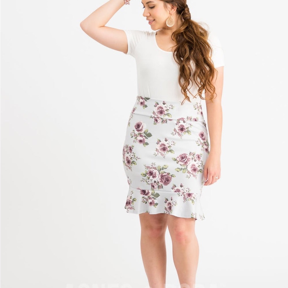 Flounce Skirt purple Rose Floral